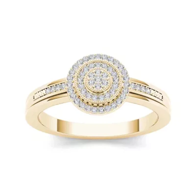 1/6 CT. T.W. Diamond 10K Yellow Gold Round Cluster Engagement Ring