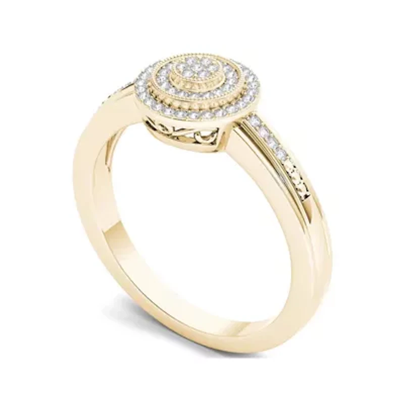 1/6 CT. T.W. Diamond 10K Yellow Gold Round Cluster Engagement Ring
