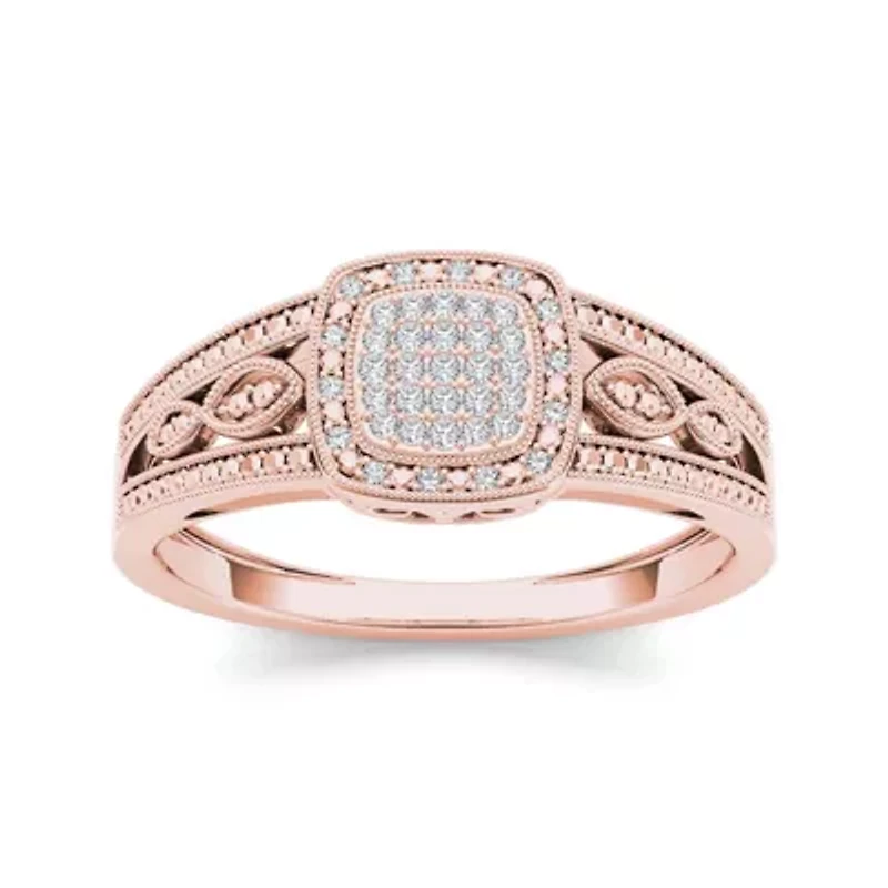 1/10 CT.T.W. Natural Diamond 10K Rose Gold Engagement Ring