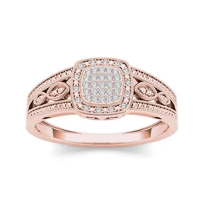 1/10 CT.T.W. Natural Diamond 10K Rose Gold Engagement Ring