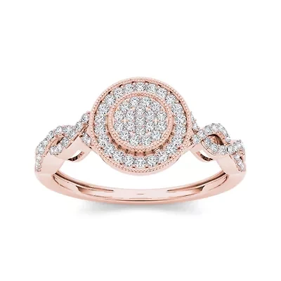 1/5 CT.T.W. Natural Diamond 10K Rose Gold Cluster Engagement Ring