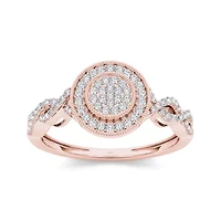 1/5 CT.T.W. Natural Diamond 10K Rose Gold Cluster Engagement Ring