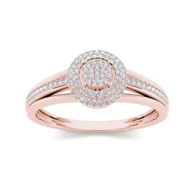 1/5 CT.T.W. Natural Diamond 10K Rose Gold Engagement Ring