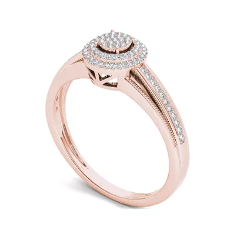 1/5 CT.T.W. Natural Diamond 10K Rose Gold Engagement Ring