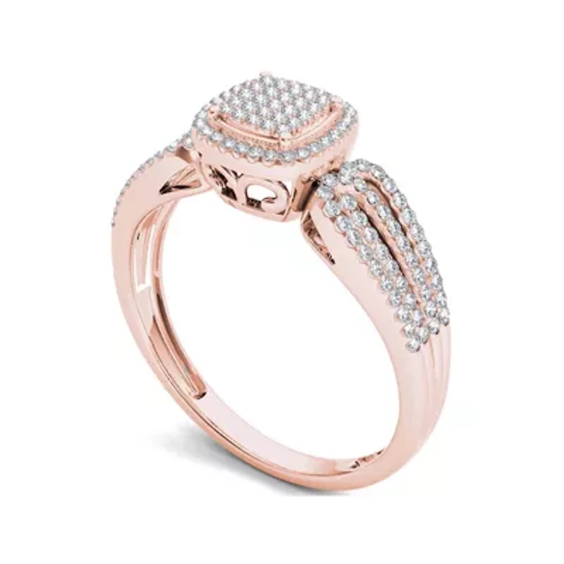 1/3 CT.T.W. Natural Diamond 10K Rose Gold Engagement Ring