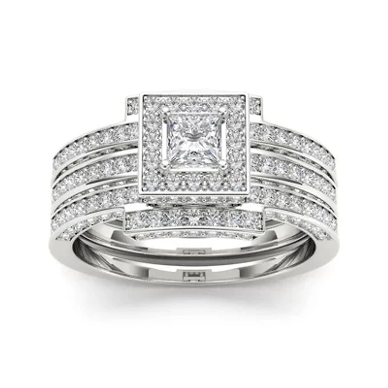 1 1/2 CT. T.W. Diamond 14K White Gold Bridal Ring Set
