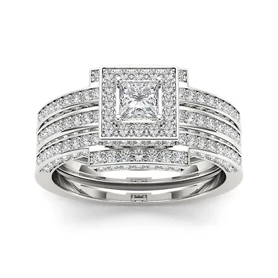 1 1/2 CT. T.W. Diamond 14K White Gold Bridal Ring Set