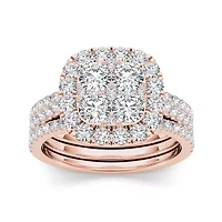 2 CT.T.W. Natural Diamond 14K Rose Gold Bridal Ring Set