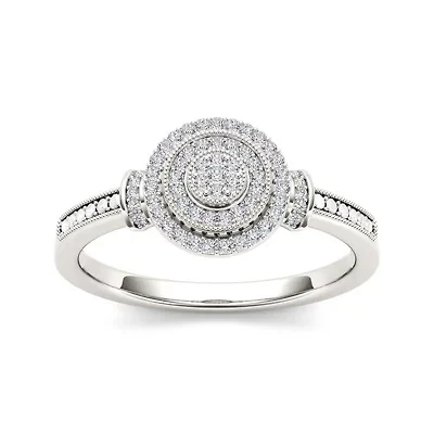 1/6 CT.T.W. Natural Diamond 10K White Gold Engagement Ring