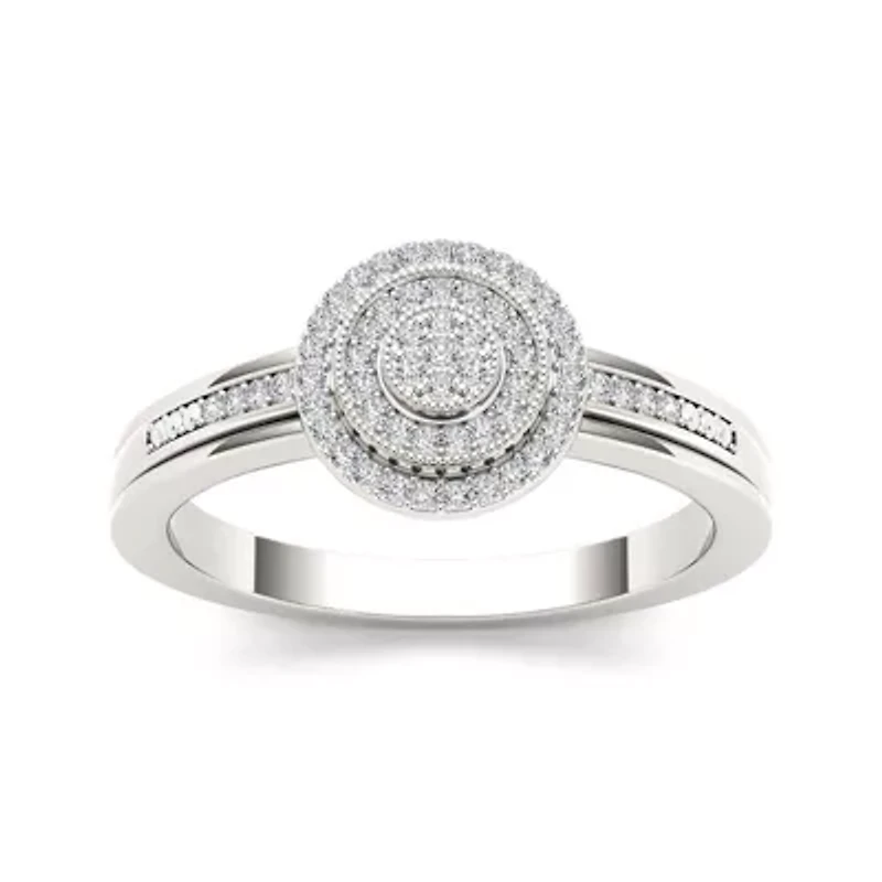 1/6 CT.T.W. Natural Diamond 10K White Gold Round Cluster Engagement Ring