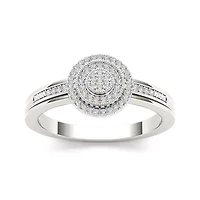1/6 CT.T.W. Natural Diamond 10K White Gold Round Cluster Engagement Ring