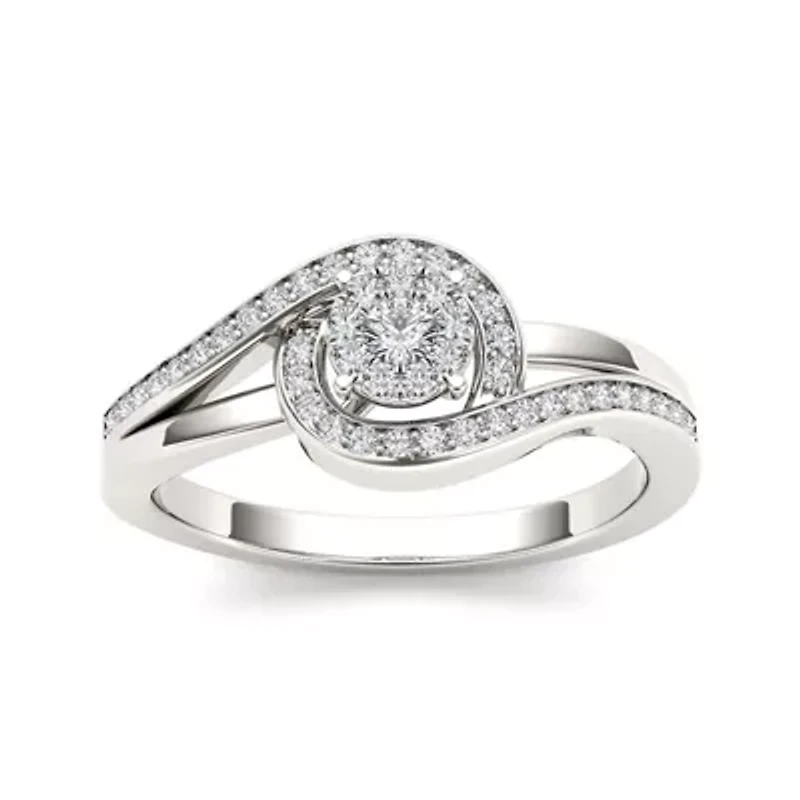 1/5 CT.T.W. Natural Diamond Swirl 10K White Gold Engagement Ring