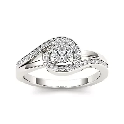1/5 CT.T.W. Natural Diamond Swirl 10K White Gold Engagement Ring