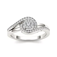 1/5 CT.T.W. Natural Diamond Swirl 10K White Gold Engagement Ring