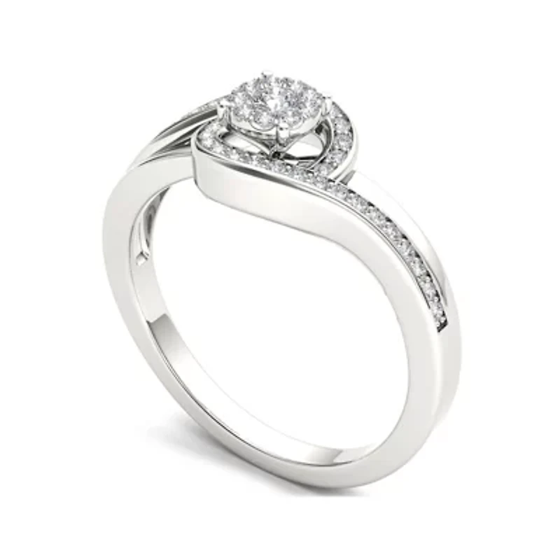 1/5 CT.T.W. Natural Diamond Swirl 10K White Gold Engagement Ring