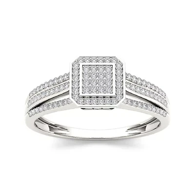 1/4 CT.T.W. Natural Diamond 10K White Gold Engagement Ring