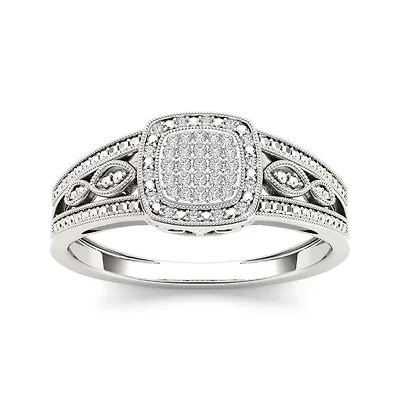 1/10 CT.T.W. Natural Diamond 10K White Gold Engagement Ring