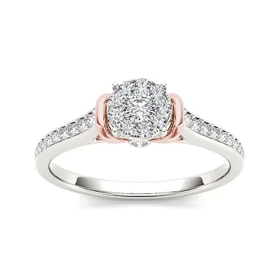 1/3 CT.T.W. Natural Diamond 10K Two-Tone Gold Engagement Ring