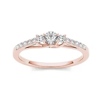 1/3 CT.T.W. Natural Diamond 10K Rose Gold 3-Stone Engagement Ring