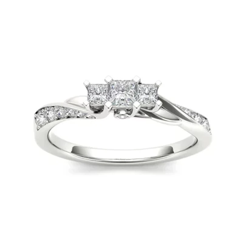 1/2 CT.T.W. Natural Diamond 10K White Gold 3-Stone Engagement Ring