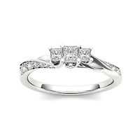 1/2 CT.T.W. Natural Diamond 10K White Gold 3-Stone Engagement Ring