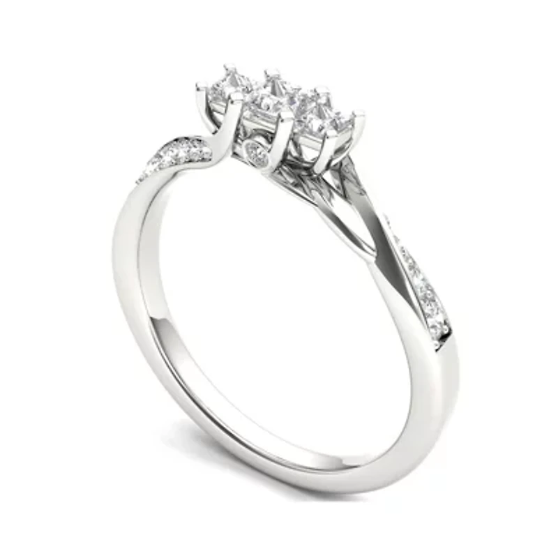 1/2 CT.T.W. Natural Diamond 10K White Gold 3-Stone Engagement Ring