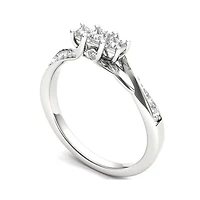1/2 CT.T.W. Natural Diamond 10K White Gold 3-Stone Engagement Ring