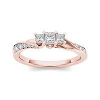 1/2 CT.T.W. Natural Diamond 10K Rose Gold 3-Stone Engagement Ring