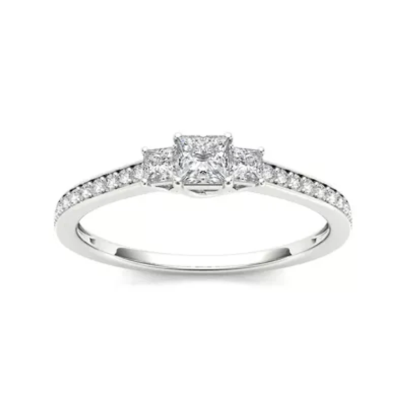 1/2 CT.T.W. Natural Diamond 14K White Gold 3-Stone Engagement Ring