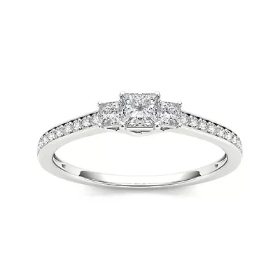 1/2 CT.T.W. Natural Diamond 14K White Gold 3-Stone Engagement Ring