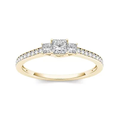 2 CT.T.W. Natural Diamond 14K Yellow Gold 3-Stone Engagement Ring