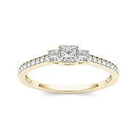 2 CT.T.W. Natural Diamond 14K Yellow Gold 3-Stone Engagement Ring