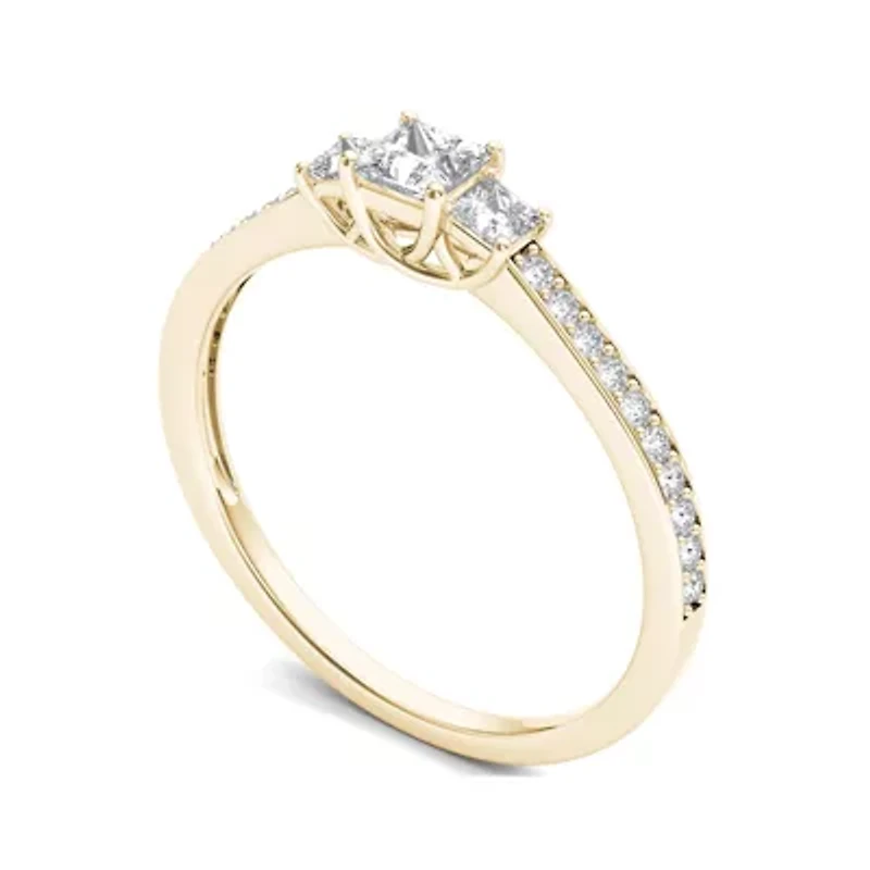 2 CT.T.W. Natural Diamond 14K Yellow Gold 3-Stone Engagement Ring