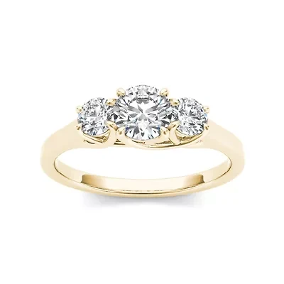 1 1/4 CT.T.W. Natural Diamond 14K Yellow Gold 3-Stone Engagement Ring