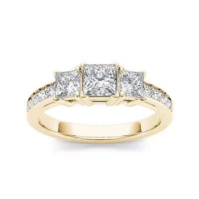2 CT. T.W. Diamond 14K Yellow Gold 3-Stone Engagement Ring