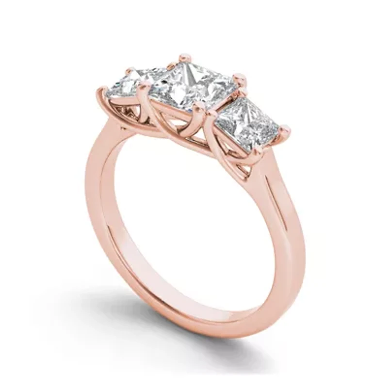 2 CT.T.W. Natural Diamond 14K Rose Gold 3-Stone Engagement Ring