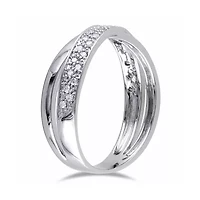 1/6 CT.T.W. Natural Diamond Sterling SIlver Criss-Cross Ring