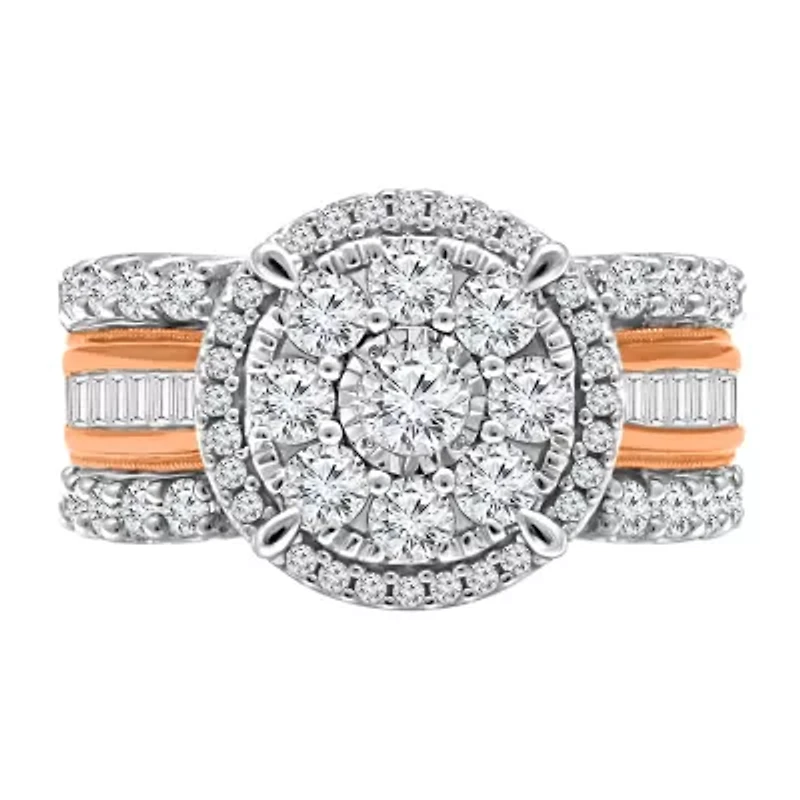 Womens 2 CT. T.W. Natural White Diamond 10K Rose Gold Round Engagement Ring