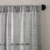 Clean Window Textured Slub Stripe Rod Pocket Sheer Single Curtain Panel