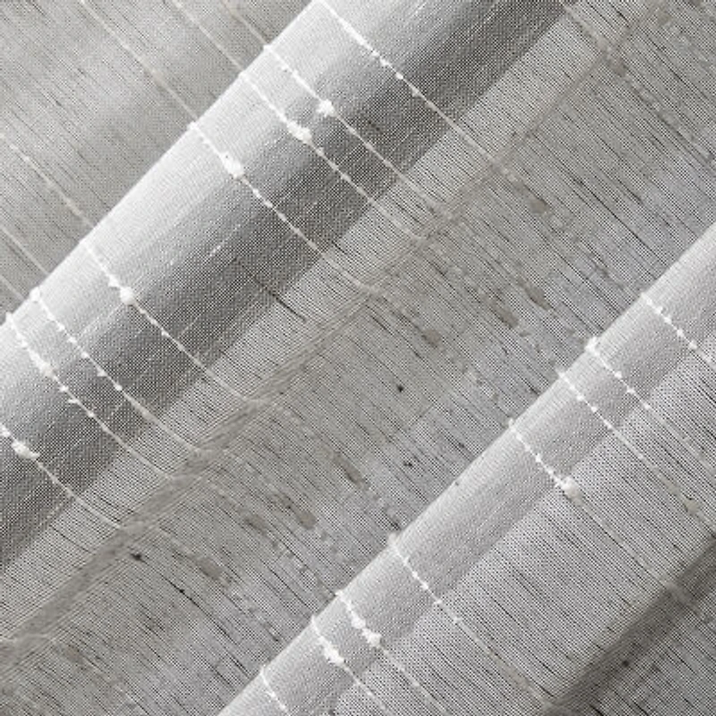 Clean Window Textured Slub Stripe Rod Pocket Sheer Single Curtain Panel