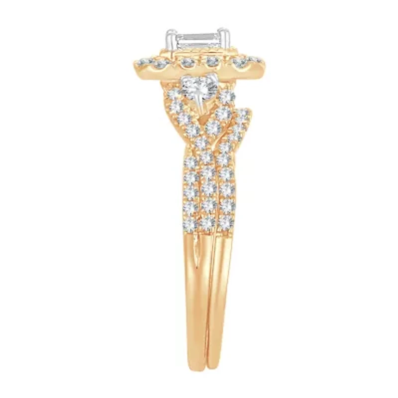 Womens 1 CT. T.W. Natural White Diamond 10K Gold Bridal Set