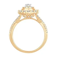 Womens 1 CT. T.W. Natural White Diamond 10K Gold Oval Engagement Ring