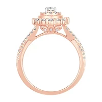 Womens 1 CT. T.W. Natural White Diamond 10K Rose Gold Oval Engagement Ring