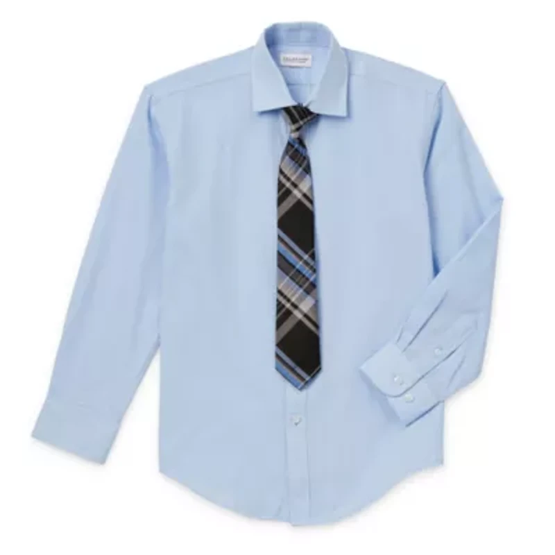 Collection By Michael Strahan Big Kid Boys Long Sleeve Spread Collar Shirt + Tie Set