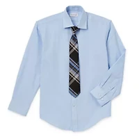 Collection By Michael Strahan Big Kid Boys Long Sleeve Spread Collar Shirt + Tie Set