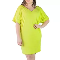 24seven Comfort Apparel Womens Plus Short Sleeve A-Line Dress