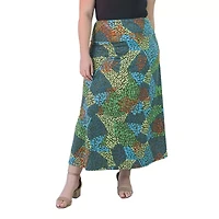 24seven Comfort Apparel Womens Mid Rise Long Plus A-Line Skirt