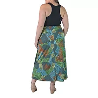 24seven Comfort Apparel Womens Mid Rise Long Plus A-Line Skirt