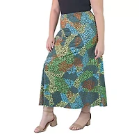 24seven Comfort Apparel Womens Mid Rise Long Plus A-Line Skirt