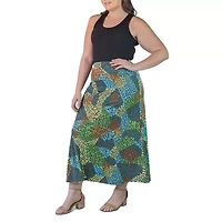 24seven Comfort Apparel Womens Mid Rise Long Plus A-Line Skirt